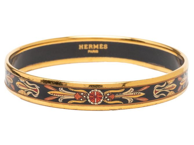 Hermès Bracciale Email PM Cloisonné Hermes Nero Multicolore D'oro 