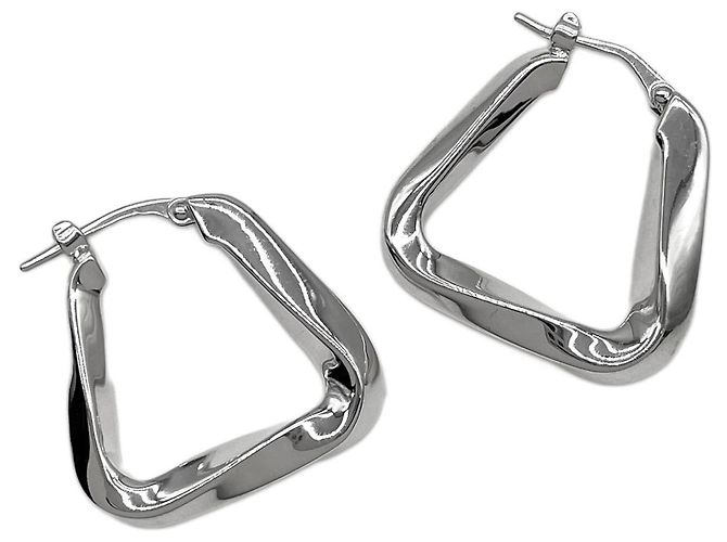Bottega Veneta Essential Twist Triangle Creolen-Ohrringe Silber