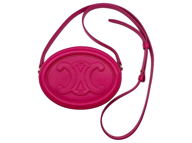 Céline Bolsa de Ombro Celine Oval Purse Cuile Triomphe Rosa