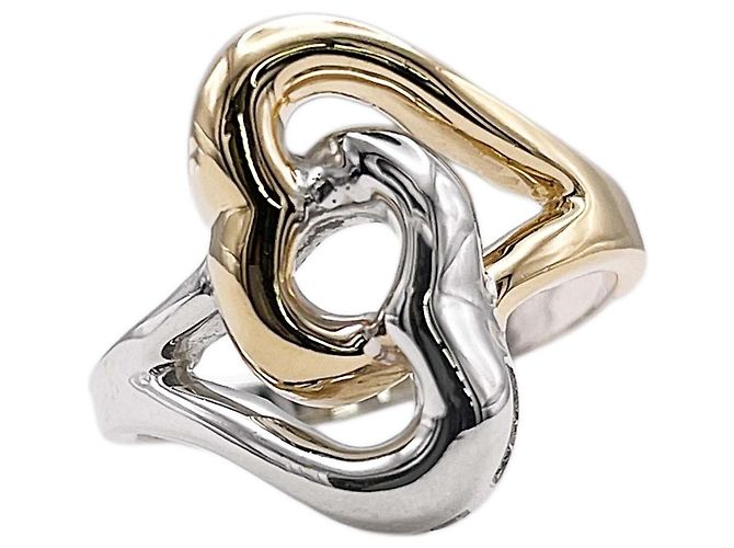 Elsa Peretti Bague Double Cœur Ouvert Tiffany & Co. Argenté Doré