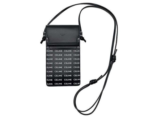 Céline Bolso de hombro Phone Pouch CELINE Negro Blanco