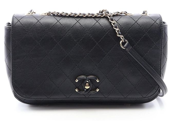 Borsa a mano Chanel Matelassé in pelle nera Nero