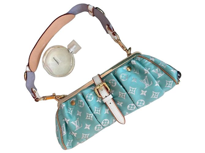 Bolsa Louis Vuitton Monogram 2005 limited edition Branco Cinza Azul claro Gold hardware