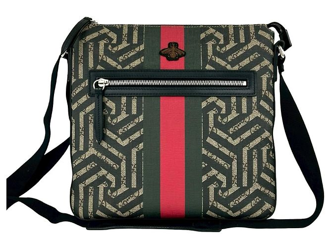 Borsa a tracolla GUCCI GG Kaleido Bee Web Line Sherry Supreme Nero Rosso Verde