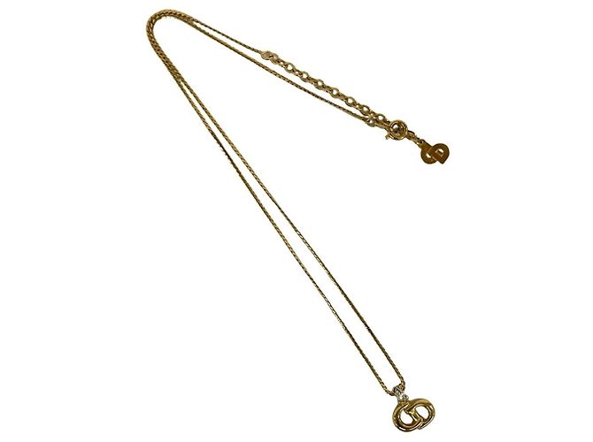 Collana Christian Dior con logo CD placcato oro D'oro