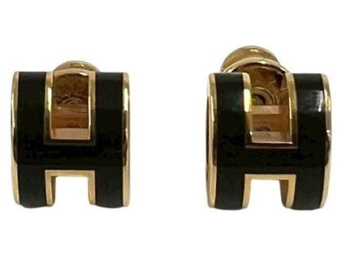 Hermès Orecchini Pop H HERMES in Oro e Nero D'oro 