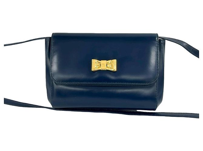 Mini borsa a tracolla in pelle blu navy Gucci