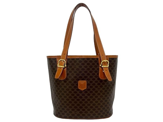 Céline Sac cabas Celine Vintage Macadam Blazon Triomphe Pattern Marron