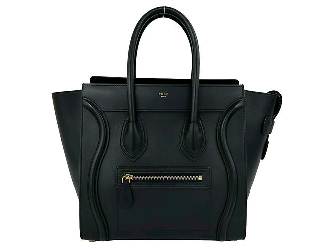 Céline Sac cabas Celine Micro Logo en cuir Noir
