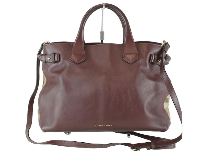 Sac Tote Burberry em couro e lona marrom