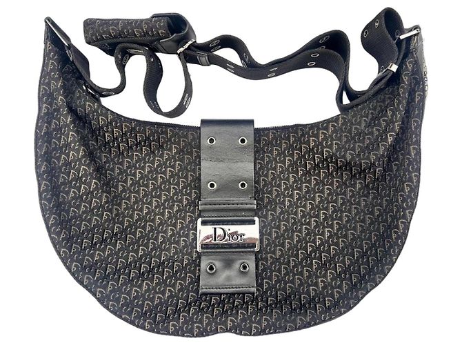 Borsa a tracolla Christian Dior Trotter Monogram Marrone Nero