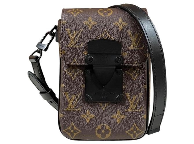 Cartera vertical S-Lock Louis Vuitton Castaño Negro Monograma