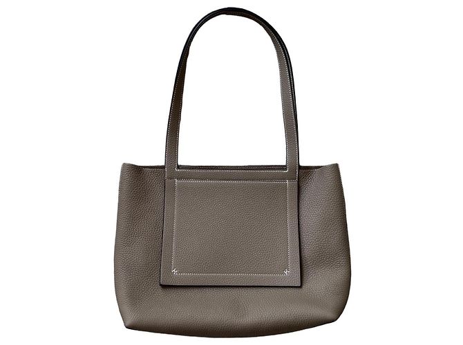 Hermès Cabasellier 31 Sac Cabas en cuir Taurillon Clemence Beige