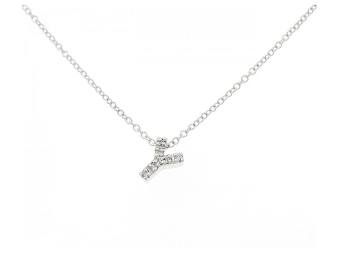Autre Marque Au750 Diamant Initialen Y-Kette Silber