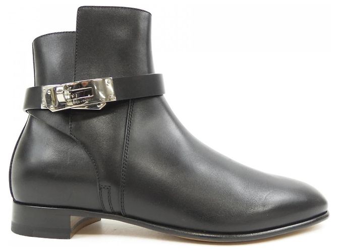 Hermès Botas de couro de bezerro Hermes Neo Kelly com fivela Preto