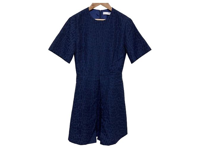 Autre Marque ADEAM Jacquard-Kleid Blau Marineblau