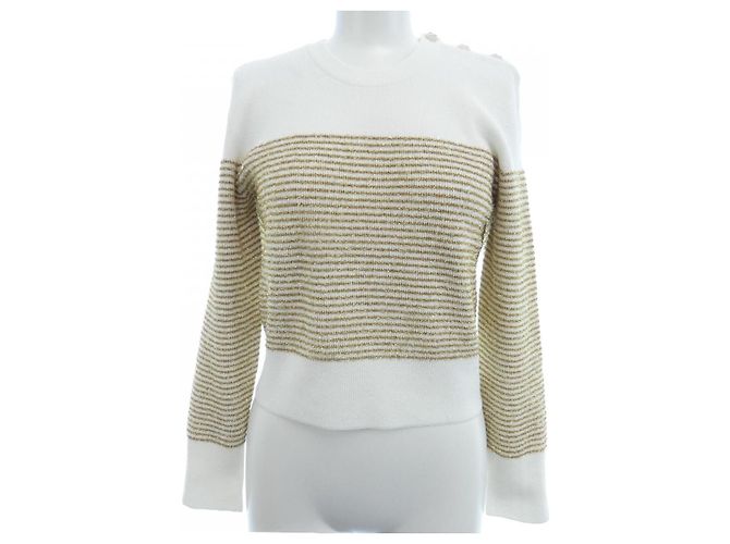 Top Chanel LOOK21 Blanco Dorado