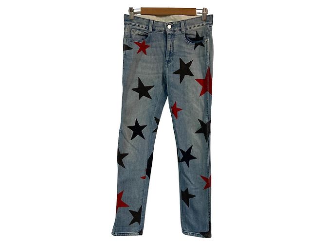 Stella Mc Cartney Pantaloni in denim stretch con stampa a stelle Stella McCartney Blu