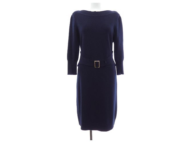 Chanel Kleid Kaschmir-Mischung Blau Marineblau