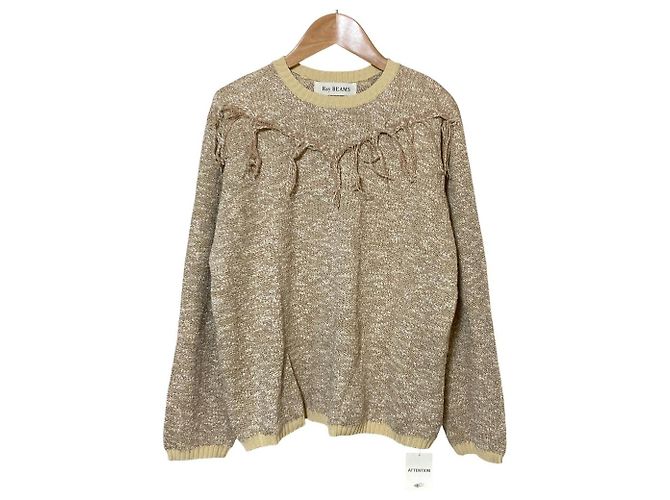 Autre Marque Pull en maille mélangée à franges Ray Beams Beige
