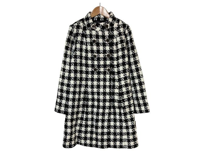 Autre Marque Abrigo largo de tweed REDYAZEL Negro Blanco