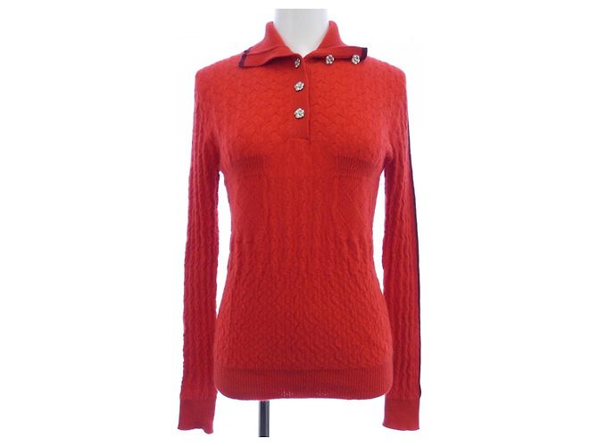 Chanel LOOK60 Kaschmirstrickware Rot