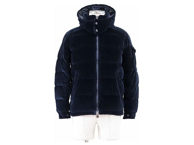 Moncler MAY Daunenjacke aus Baumwollvelours Blau Marineblau
