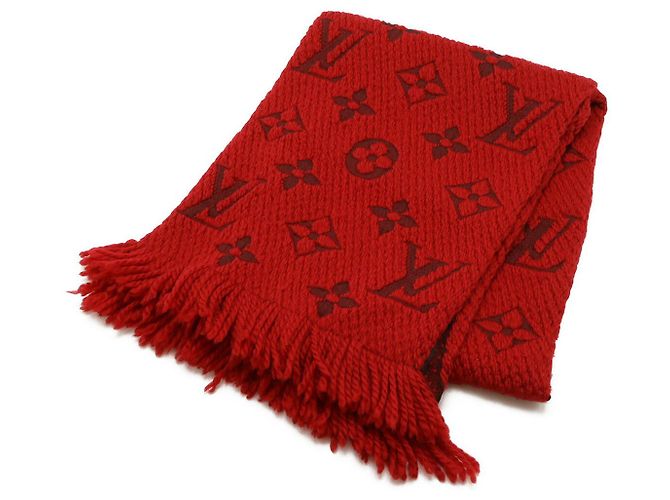 Sciarpa Logomania in lana e seta Louis Vuitton Rosso