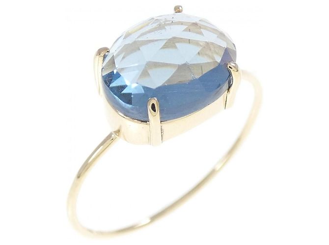 Autre Marque Anello Lila K10 Oro Giallo e Topazio Blu D'oro