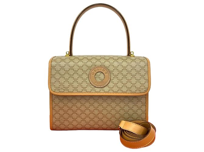 Céline Bolso 2way de cuero Macadam Celine Beige