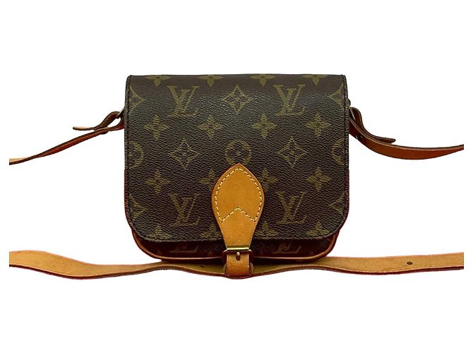 Mini borsa a tracolla Louis Vuitton Cartouchiere Monogram Marrone Bronzo