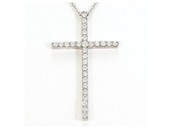 Autre Marque Colar de ouro branco Au750 e diamantes
