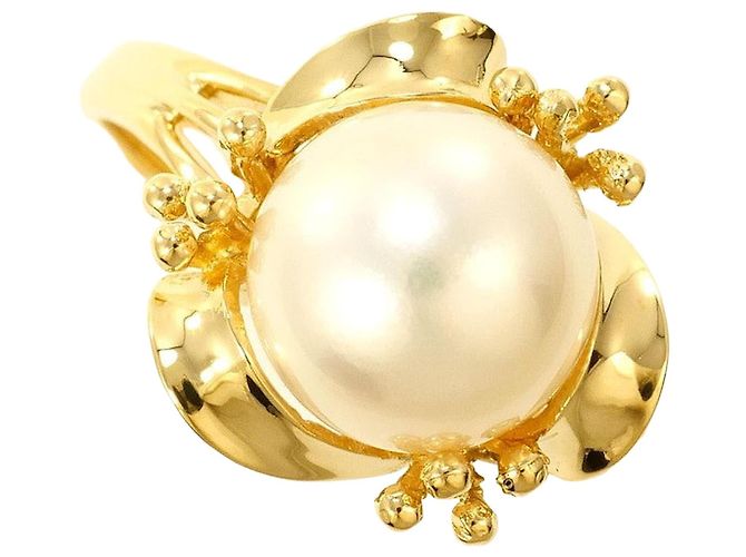 Autre Marque Anel de pérolas Au750 Dourado