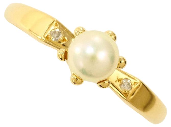 Autre Marque Anello con perla e diamante Au750 D'oro