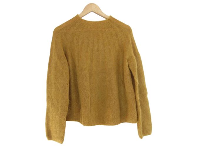 Autre Marque LE CIEL BLEU Mohair High Neck Knit Pullover Yellow