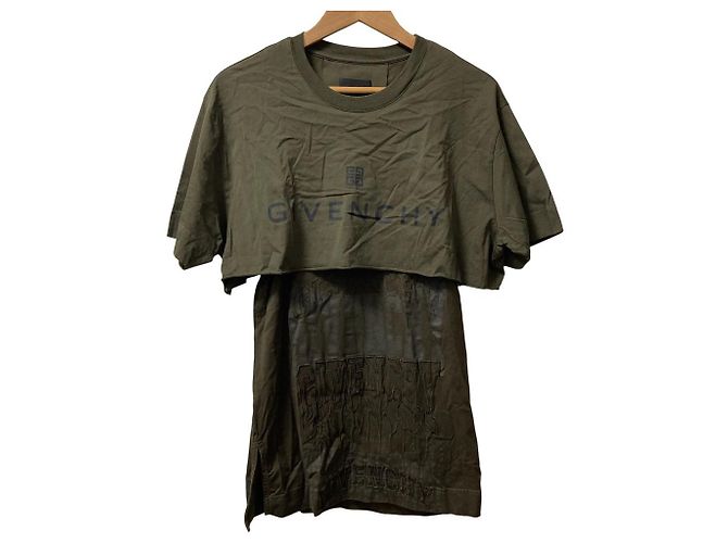Givenchy Layered Graphic T Shirt Black Green Khaki