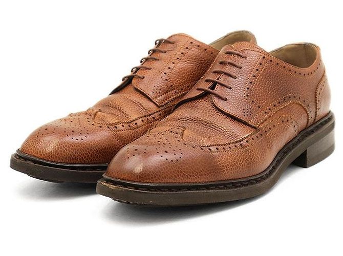 Chaussures derby brogue en cuir grainé Paraboot Marron