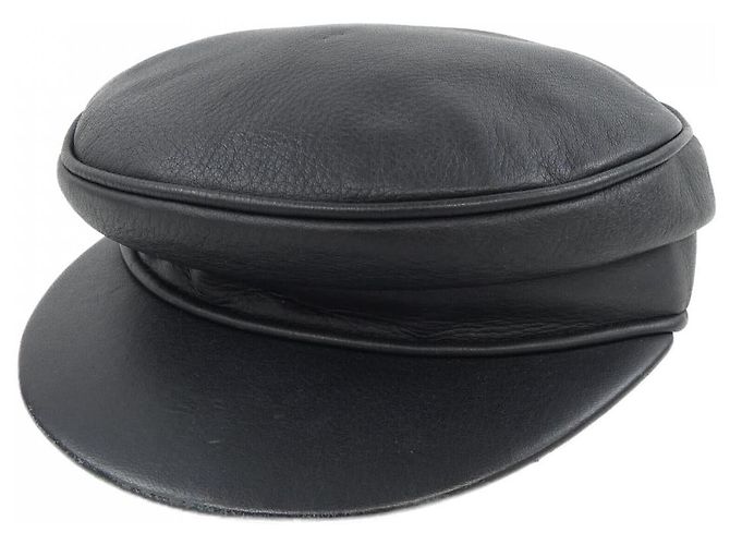 Hermès Hermes Hirschleder-Cap Schwarz 