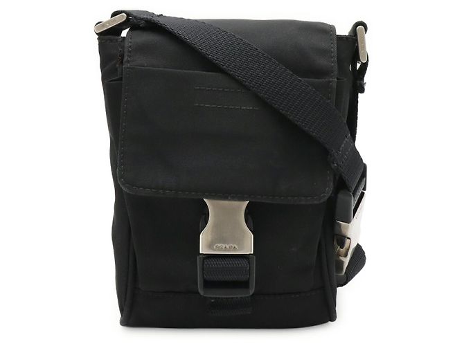Borsa a tracolla 2 way in nylon e pelle con logo Triangle Prada Nero