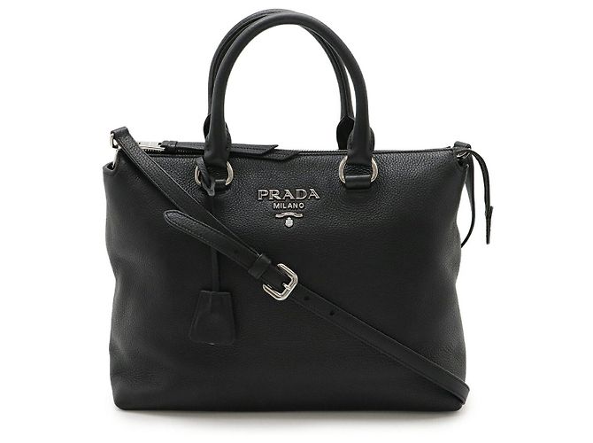 Prada 1BA063 Borsa a 2 modi in pelle Nero