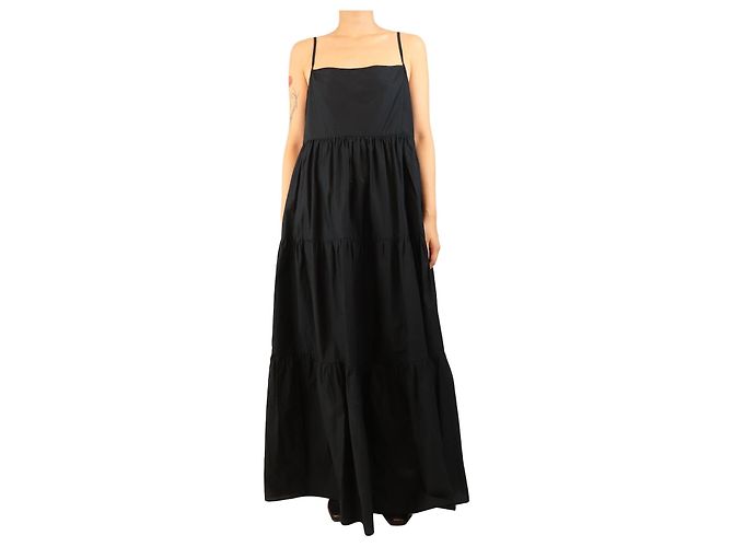 Autre Marque Schwarzes Maxikleid mit Spaghettiträgern - Größe UK 14