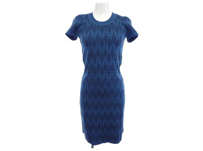 Hermès Hermes CLIQUETIS Seidenkleid Blau