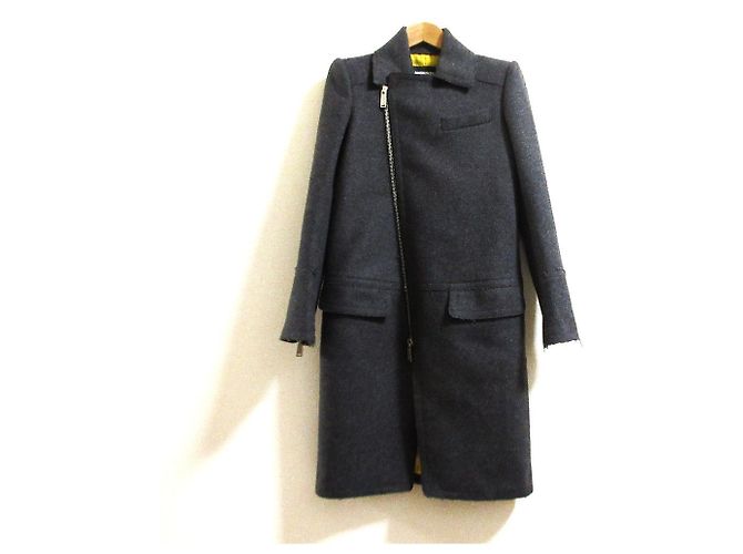 Autre Marque Dsquared2 Cutoff Wool Riders Coat Brown