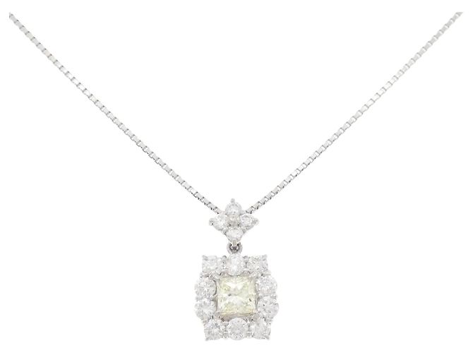 Autre Marque Diamant-Halskette PT900 PT850 Silber