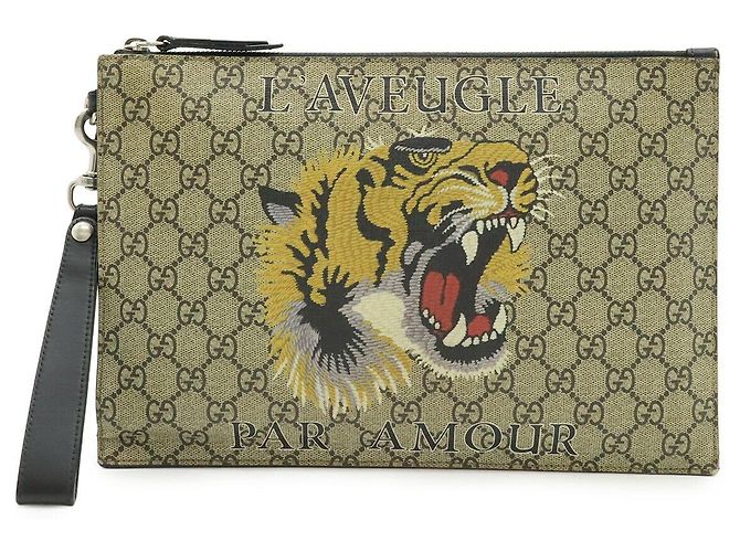 Clutch Gucci GG Supreme Beige