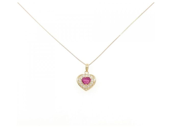 Autre Marque Collar de rubí y diamantes Au750 Roja