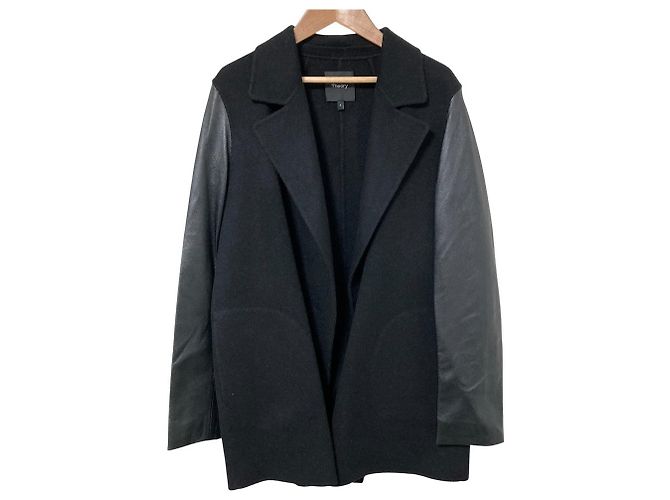 Theory CLAIRENE C_NEW DIVIDE LUXE Leder Mantel Schwarz