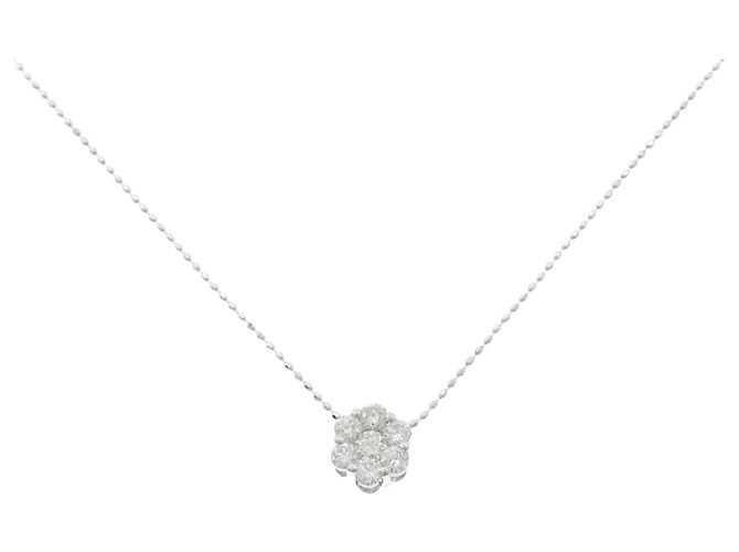 Autre Marque Au750 Weißgold-Diamant-Halskette Silber