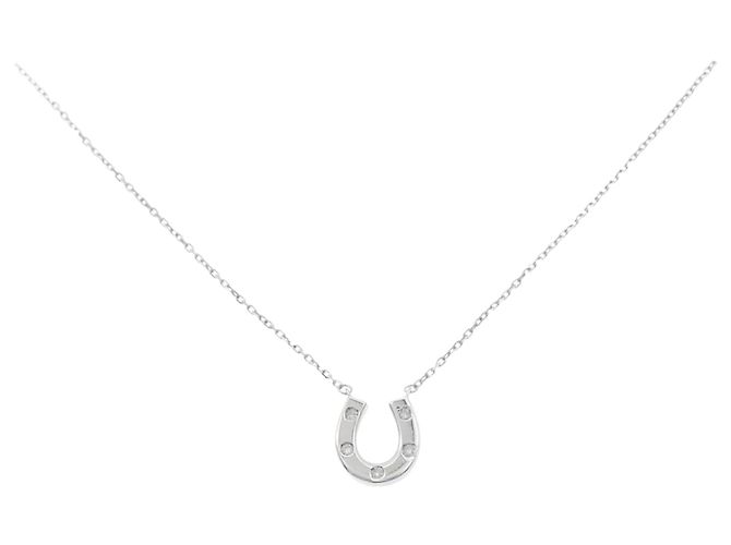 Autre Marque Collana Horseshoe in K14WG e Diamanti Argento