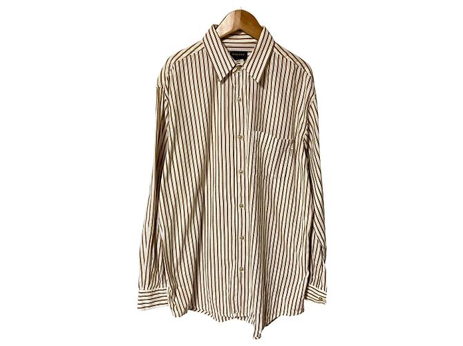Autre Marque Camicia in cotone a righe Woolrich Marrone Bianco Arancione